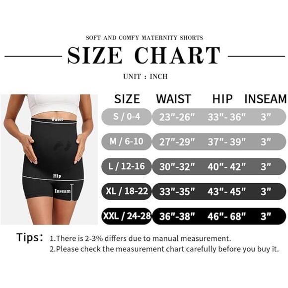 Y25D Black Maternity Support Shorts with Baby Footprint Design‎ Large - Picture 10 of 11